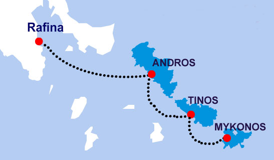 Cyclades Fast Ferries Map