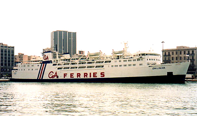 F/B DALIANA  GA Ferries. Routes from/to Thessaloniki,Skiathos, Skopelos, Syros, Tinos, Mykonos, Paros, Ios, Santorini, Heraklion - Crete island, Karpathos, Rhodes, Piraeus (Athens) and Aegean islands. Sea Travel Ferries to Greek islands. All Greek Ferries Timetables and prices.