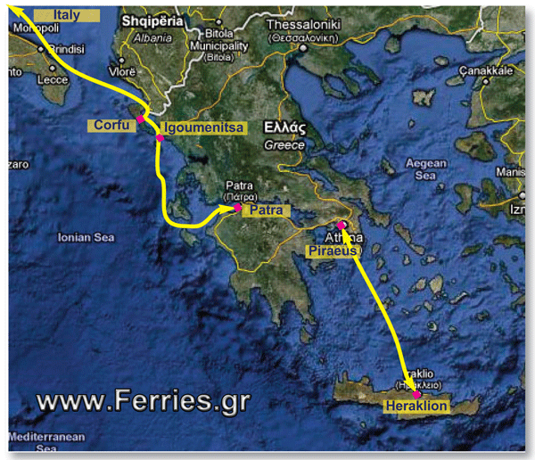 Minoan lines ferries from/to Italy Ancona Trieste and From Piraeus Athens to Crete